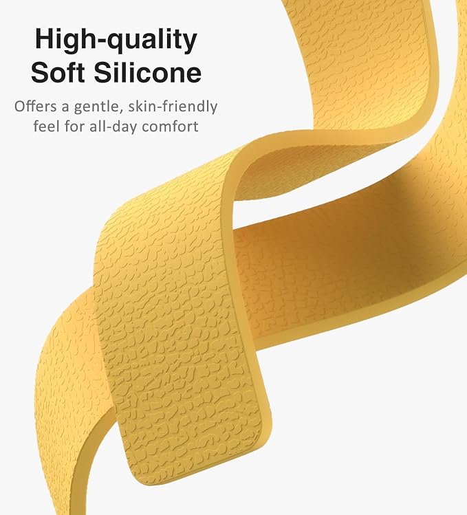 Magnetic Silicone Band Compatible with Apple Watch Band Ultra 3/2/1 & SE 3/2/1 & Series 11 10 9 8 7 6 5 4 3 49mm 46mm 45mm 44mm Strong Magnetic Clasp, Waterproof & Adjustable (Yellow)