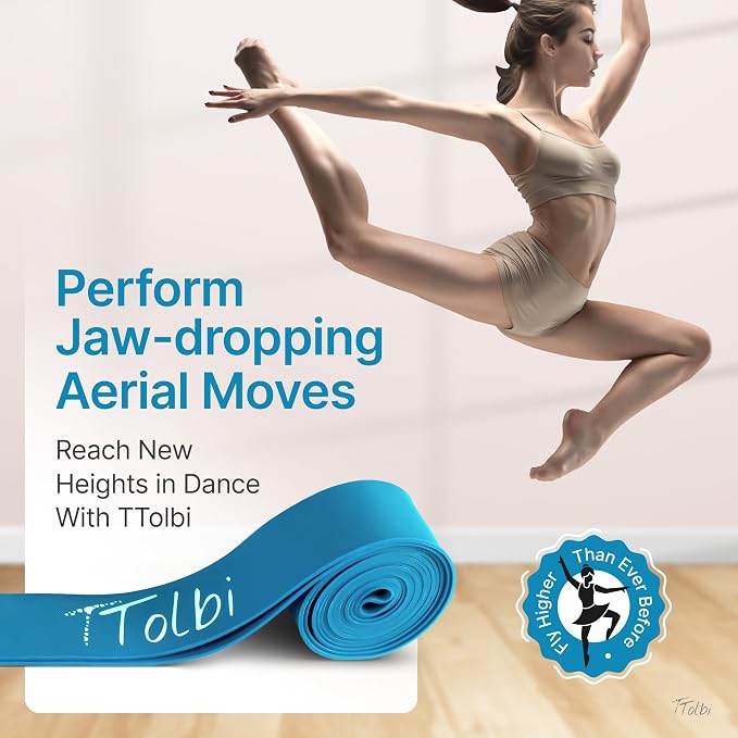 2-Pack Ballet Stretch Bands with Foot Mini Loop, Natural Rubber Dance Bands | Splits and flexibility training for kids, teens and adult dancers, gymnasts and cheerleaders, beginner guide and travel bag