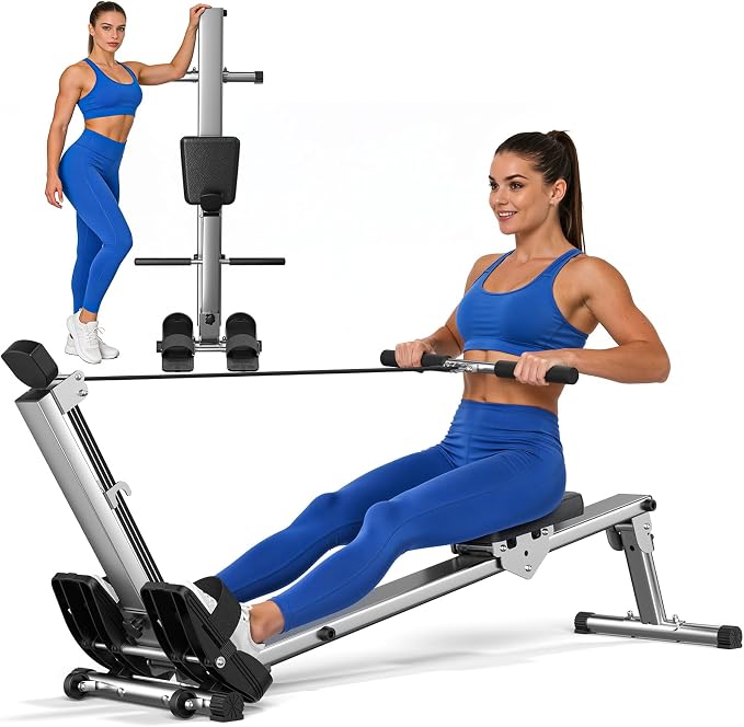 Rowing Machine, LUBBYGIM Magnetic Rower Machine, Foldable, LCD Display