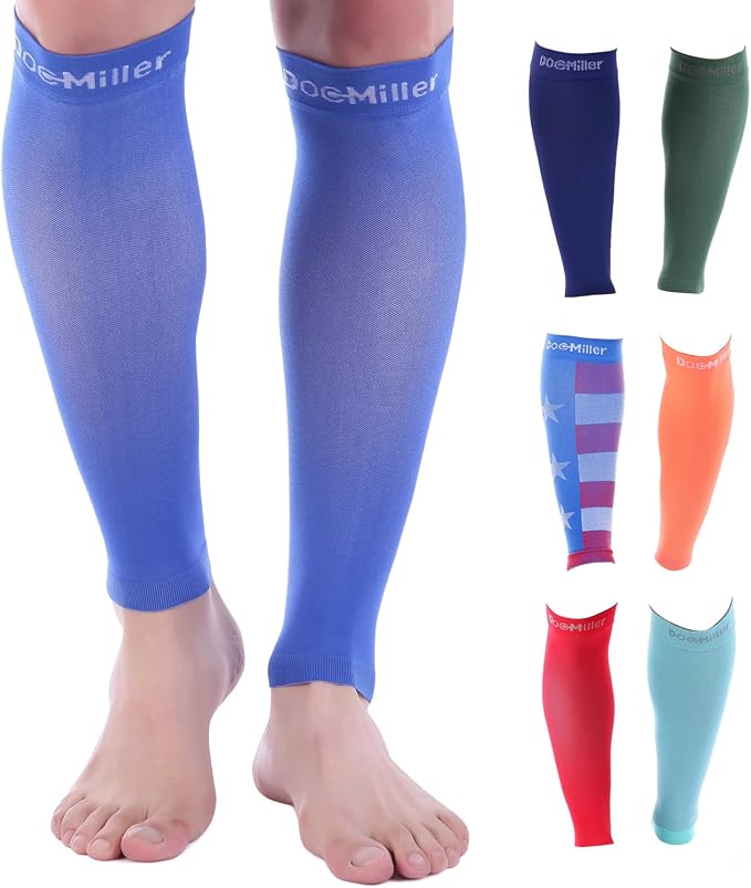 Doc Miller Compression Calf Sleeve for Men & Women, 20-30mmHg | Graduated Support for Running, Shin Splints, Calf Strain, Knee High, Small to 6XL Plus Size