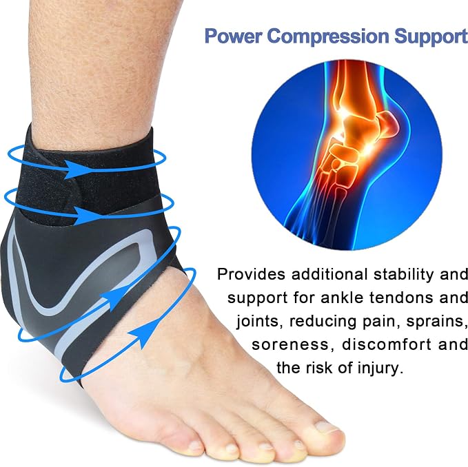 beister 1 Pair Ankle Support Breathable Neoprene Compression Ankle Brace for Men and Women, Elastic Sprain Foot Sleeve for Sports Protect, Arthritis, Plantar Fasciitis, Achilles tendonitis, Recovery