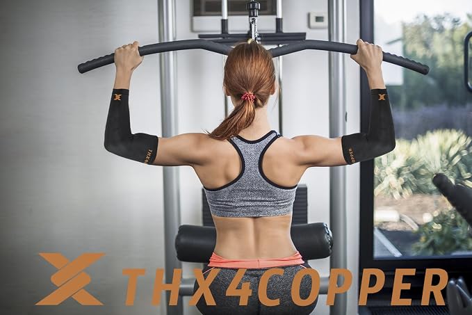 THX4COPPER Elbow Compression Sleeve(2 Pieces)-Copper Infused Support-Guaranteed Recovery Copper Elbow Brace-Idea for Sports, Golfers, Tennis Elbow, Arthritis, Tendonitis-Medium