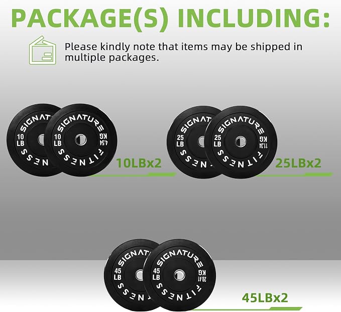 Fitvids 2-Inch Olympic Rubber Weight Plates Sets, Bumper Plates Set Barbell for Strength Training, 160-370 Lbs Multiple Options
