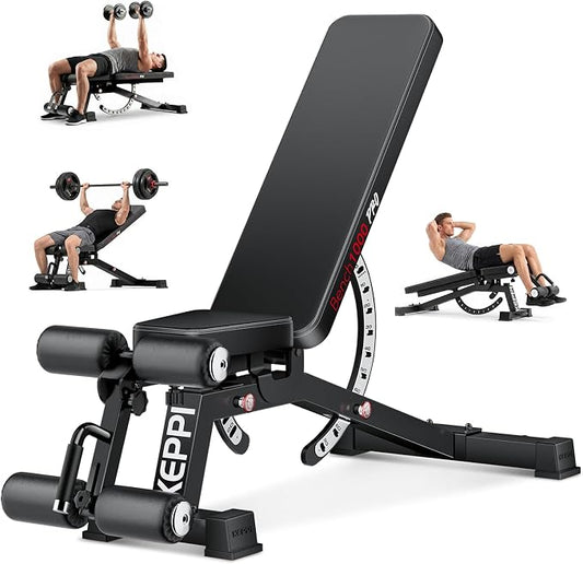 Adjustable Weight Bench, Commercial Grade 1200LB Workout Bench Press Set for Home Gym Strength Training Exercise, Incline Bench with 12+3 Adjustable Backrest&Seat Positions for Full Body Fitness