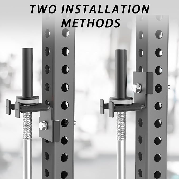 Rack-Mounted Olympic Barbell Holder for 2x2 & 2x3 Power Racks, No Drilling Required – Heavy-Duty Steel Storage with Protective Padding, Space-Saving Gym Equipment