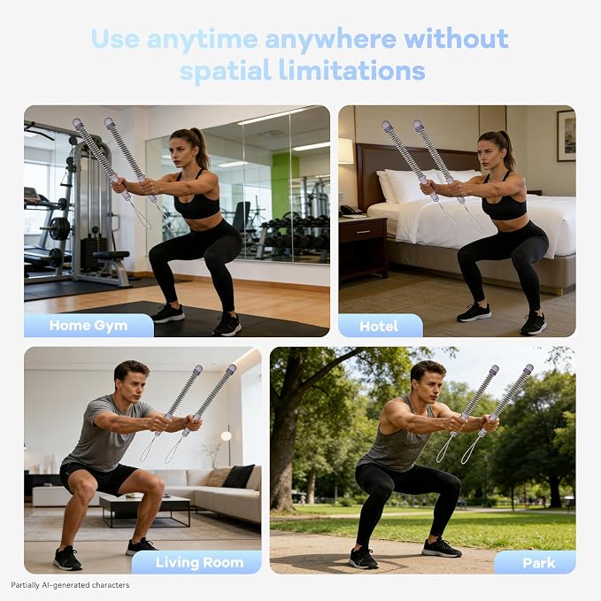 Cordless Battle Ropes with Adjustable Resistance Springs