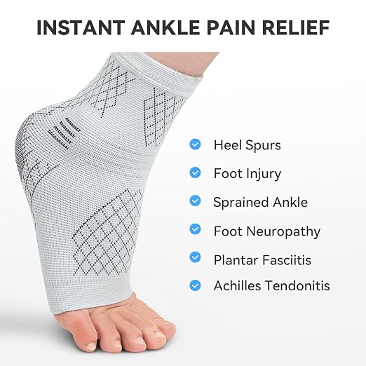 2 Pack Ankle Brace & Ankle Compression Sleeve for Women Men | Arch Support Socks, All-Day Wear, Achilles Tendonitis Brace for Plantar Fasciitis, Sprains, Foot Swelling Relief