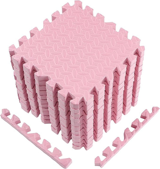 Arrowbash 12x12x1 Inch EVA Thick Interlocking Foam Floor Tiles Puzzle Exercise Mat Foam Mats for Home Gym Pets(Pink,12)