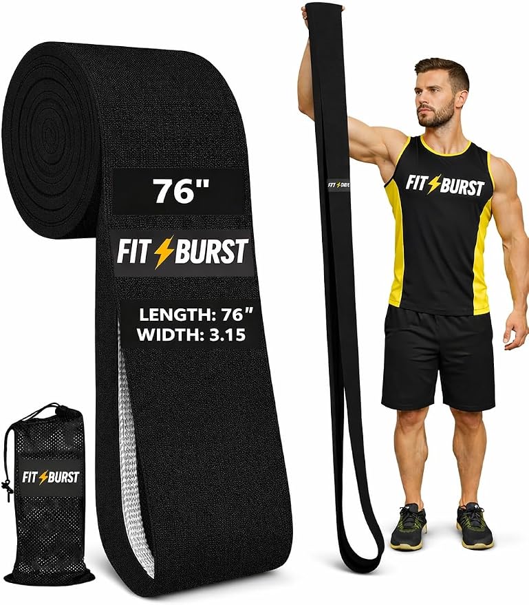 76-Inch Fabric Resistance Band for Full Body Workouts, Wide Non-Slip 120 LB | 76" Premium performance band, Home gym, Solid exercise band for big & tall size, Versatile resistance band, Machine washable