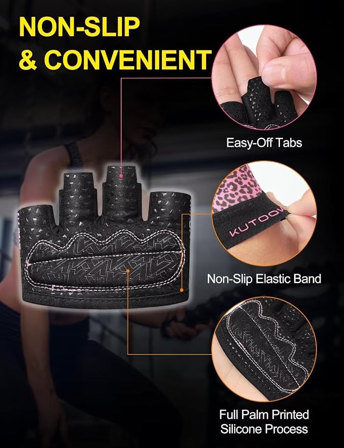 KUTOOK Weight Lifting Workout Gloves for Men/Women, 3mm XRD Padding Grip Gym Gloves, Breathable Partial Gloves for Calluses, Weightlifting Gloves for Exercise, Kettlebell, Pull-Ups, Cross Training