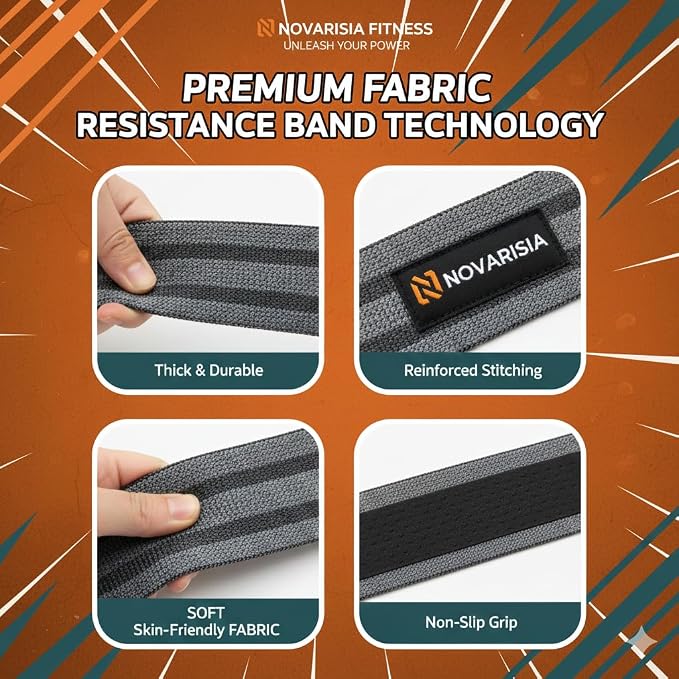 76 Inch Fabric Resistance Band for Strength Training, Mobility, and Stretching, Non-Slip Workout Band for Athletes, Home Gyms, Yoga, and Physical Therapy