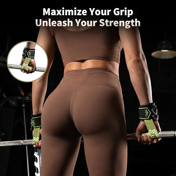 Drip Glue Non-Slip Wrist Straps for Weightlifting, 2-in-1 Lifting Straps with D Rings for Cable Machine Workout, 10mm Neoprene Padded Wrist Wraps for Weight Lifting Deadlift