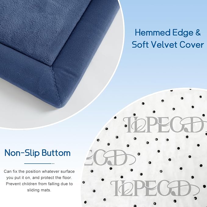 Baby Play Mat for Floor Nursery Rug Muscle Mat Area Rug Playroom Rug 50"x50" Playpen Mat Elastic Foam 1.3" Thick Crawling Mat for Babies,Toddlers, Infants, Kids,Sapphire Blue
