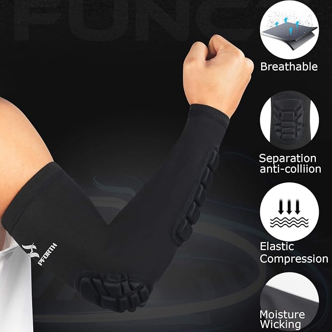 2PCS Padded Elbow Forearm Sleeves Compression Arm Protective Support