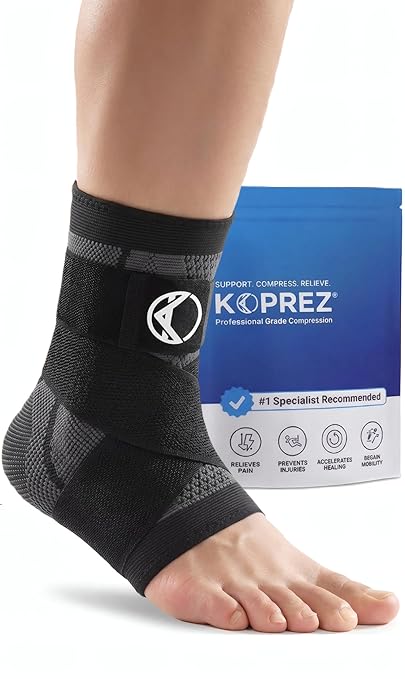 Ankle Compression Sleeve & Ankle Brace for Plantar Fasciitis Relief | Breathable arch support with adjustable straps for women & men; an Achilles tendonitis brace for running and work - 1 sleeve