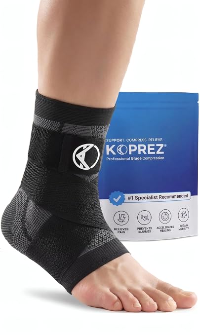 Ankle Compression Sleeve & Ankle Brace for Plantar Fasciitis Relief | Breathable arch support with adjustable straps for women & men; an Achilles tendonitis brace for running and work - 2 Sleeves