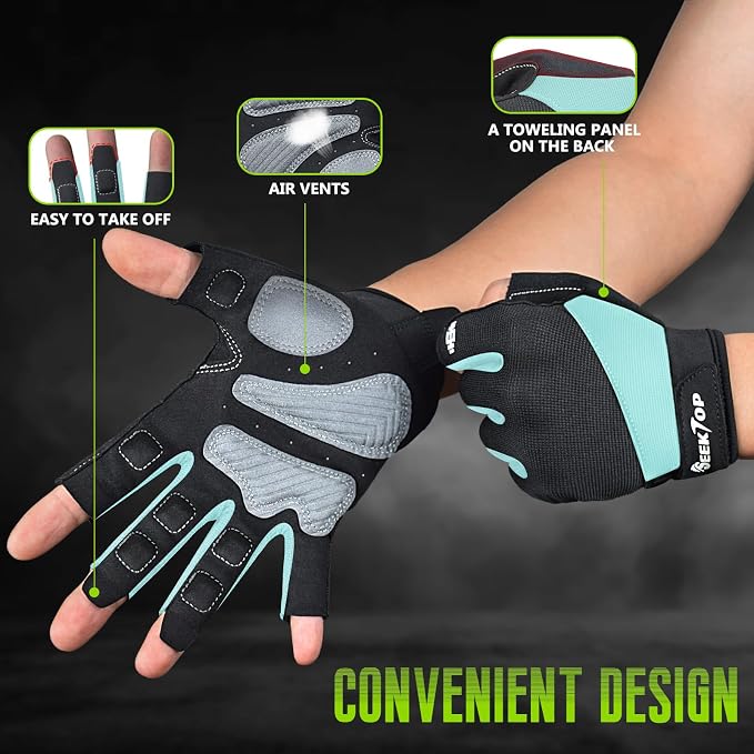 Seektop Padded Workout Gloves for Men & Women: Excellent Grip Gym Gloves | Breathable Lightweight, with Full Palm Protection,Gym Weight Lifting for Fitness, Training