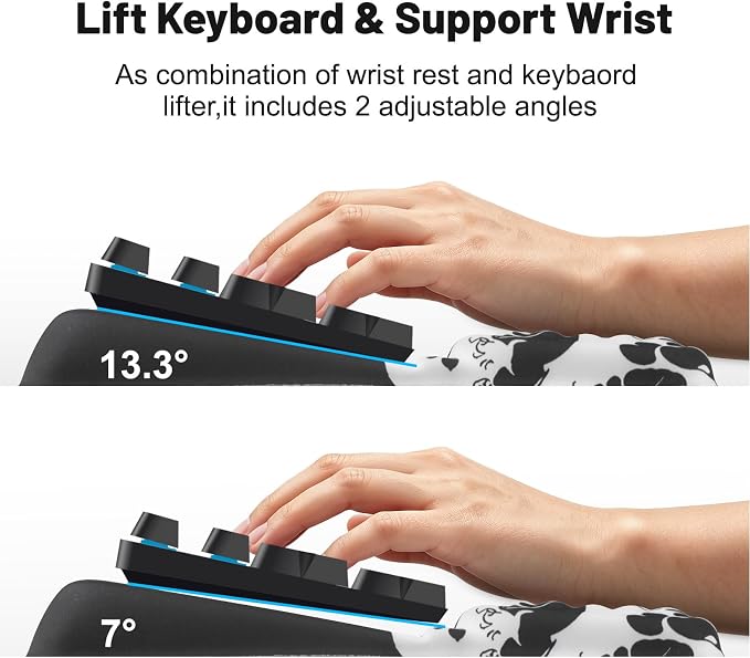 Keyboard Stand with Wrist Rest，Ergonomic Keyboard Riser Holder Lifter Tray | Kanagawa Waves，Computer Wrist Support Pad，Ergonomic Keyboard stand for desk，Soft Memory Foam Desk Cushion，Non-Slip