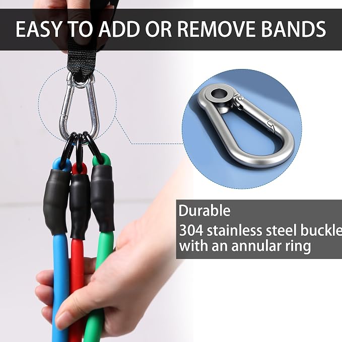Resistance Bands with Handles and Door Anchor for Home Workouts | For women and men; includes a door anchor and simple guide for exercise, stretching, and home workouts.