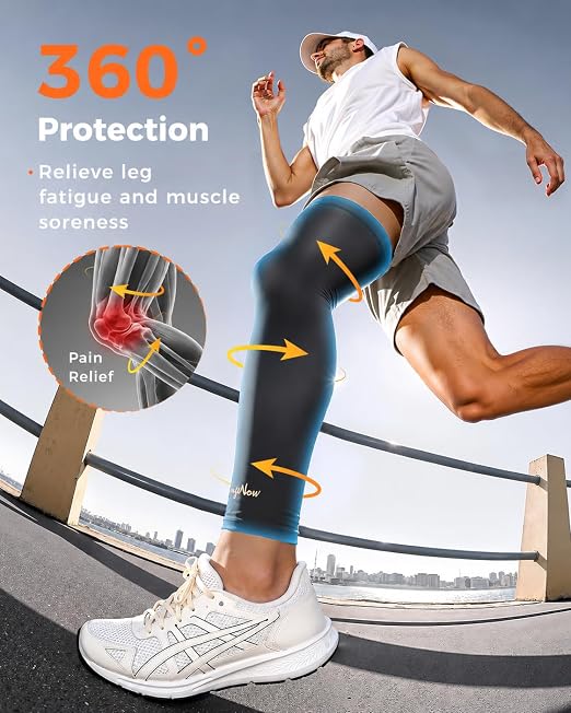 Copper Leg Compression Sleeve Ultra Breathable Full Leg Compression Sleeve | for Pain Relief,Arthritis,Muscle Recovery,Swelling,Inflammation,Leg Sleeve for Thigh,Calf,Knee,Men & Women(Black, X-Large)