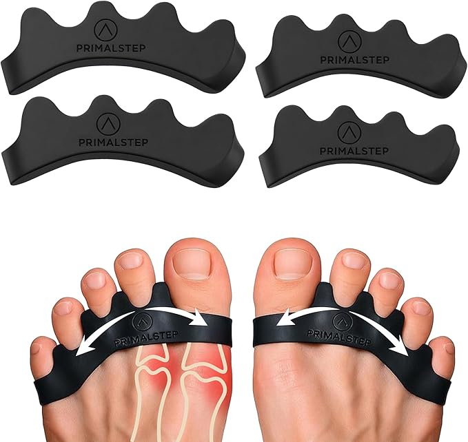 VYCE PrimalStep Toe Separators, Spreaders, Spacers, 2 Pairs, S/M, Large | Straightener to Correct Toes for Men and Women, Bunion Corrector, Plantar Fasciitis and Athletic Mobility