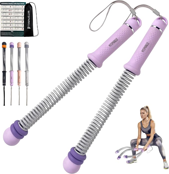 Portable Adjustable Ropeless Battle Ropes with Purple | Weighted Cordless Workout Rope with Anti-slip Handles for Low-impact Cardio, HIIT, Home Gym and Office Fitness