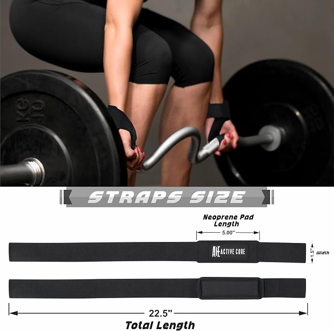 Lifting Wrist Straps for Weightlifting, Weight Lifting Straps Gym Strength Training, Neoprene Padded Wrist Support, Deadlift Straps for Men & Women, 22.5 Inch Cotton