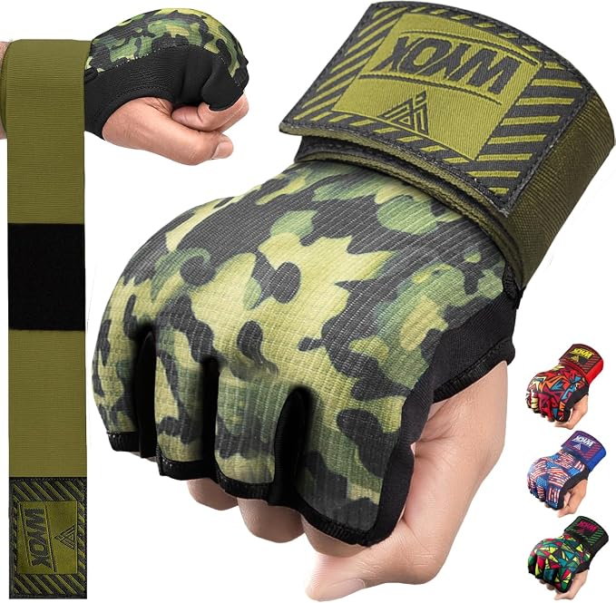 WYOX Neoprene Gel Boxing Hand Wraps Inner Gloves for Men & Women – 80cm/31in Quick Wrist Strap, Padded Knuckle Protection, Fingerless MMA Muay Thai Kickboxing Wraps for Training & Martial Arts