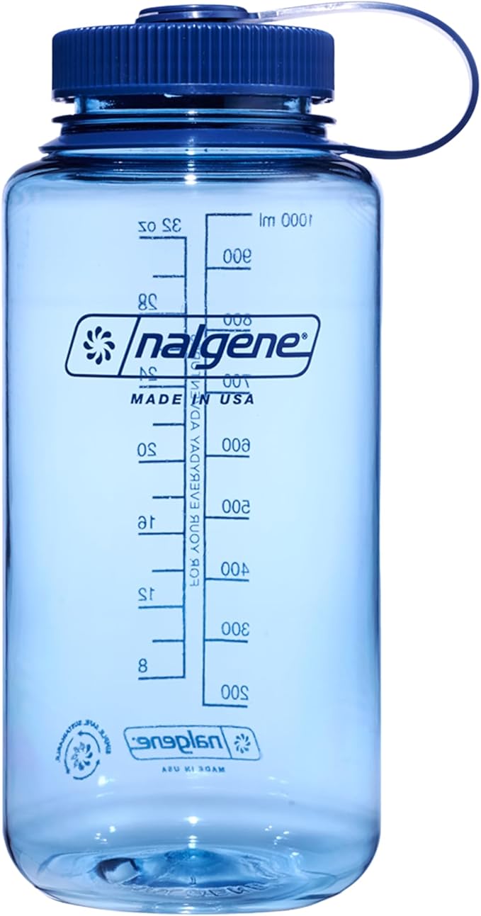 Nalgene 32 oz Wide Mouth Water Bottle, Baby Blue | BPA-Free, Durable & Lightweight, Leak Proof, Dishwasher Safe, Large Reusable Plastic Bottle for Hiking, Gym, Work & Travel