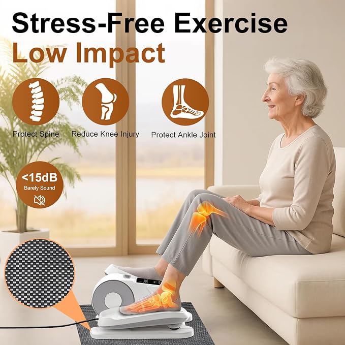 Under Desk Elliptical for Office Pedal Exerciser Electric 12-Speeds | VIVURN 5 Modes Quiet Leg Exerciser While Sitting for Seniors As Seen on TV Manual & Auto Mode for Home Gift for Mom and Dad