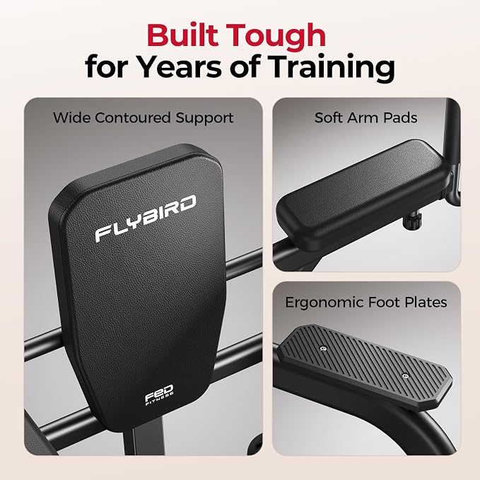 FLYBIRD 800LBS Heavy Duty Power Tower Dip Station, Adjustable Height Pull Up Stand with Crunch Leg Raise, Multifunction Strength Training Equipment for Home Gym Back Workout