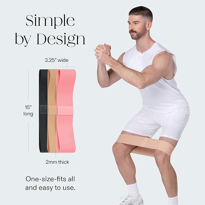 Bala Bands Resistance Bands, Non-Slip Fabric Exercise Bands | Non-Slip Ankle, Legs, Glutes & Booty Bands, Women & Men - Loop Workout Bands for Yoga, Pilates & Strength Training