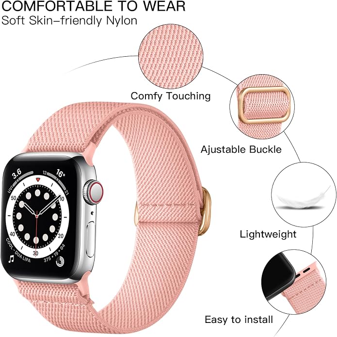 Lerobo Braided Band Compatible with Apple Watch Series 11 10 9 8 7 46mm 45mm 41mm Ultra SE 3 2 1 49mm Series 6 5 4 3 44mm 40mm 38mm 42mm Men iWatch Bands Women Stretchy Nylon Solo Loop Sport Strap