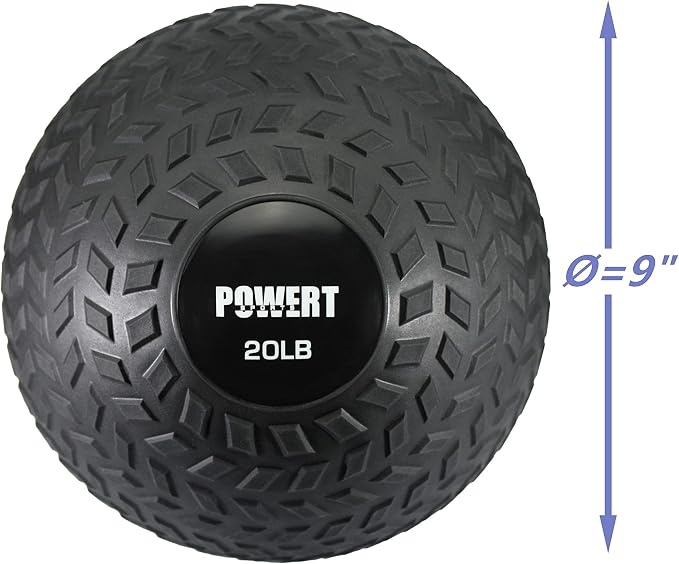 POWERT Slam Ball Weighted Ball Core Muscle Cardio Workout |Easy to Grip Tread & Heavy Duty Durable Rubber Shell