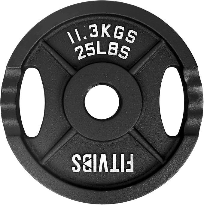 Olympic 2-Inch Cast Iron Plate Weight Plate for Strength Training and Weightlifting, Two Hole Style, 25LB Pair
