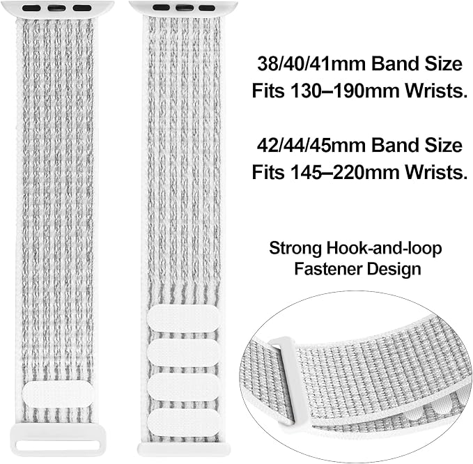 Sport Loop Band Compatible with Apple Watch Band 38mm 40mm 42mm 44mm iWatch Series 6 5 SE 4 3 2 1 Strap, Nylon Velcro Women Men Stretchy Elastic Braided Adjustable Wristband, 38mm 40mm Summit White | Braided Nylon Band for Apple Watch 38mm 40mm, Adjust...