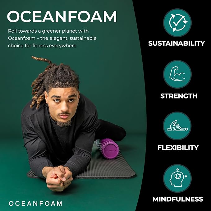 Oceanfoam Tidal Roller - Magenta - Muscle Massage Foam Roller for Back Pain & Stretching - Firm and Ergonomic Wide Wave Textured - Yoga, Athletics, & Wellness - Full Size, 20" x 5"
