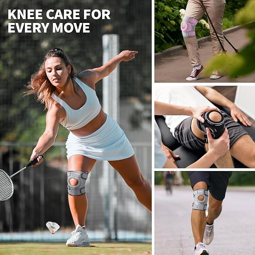 CAMBIVO Knee Brace with Stabilizers, Gel Pad & Open Patella for Men & Women | Open Patella Stabilizer for Arthritis, Meniscus & ACL MCL Relief. Adjustable Compression for Running & Sports Recovery