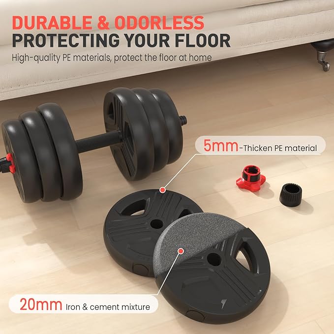 FDS4 Adjustable Dumbbell Set, 20/30/40/60/80 lb Free Weight Set with Connector, 3-in-1 Design for Dumbbell, Barbell, and Weight Plate Training, Home Gym Fitness Equipment for Men and Women