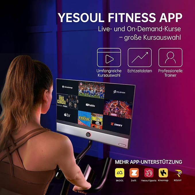 Yesoul Exercise Bike, Stationary Bike for Home with Magnetic Resistance | Smart Bluetooth Tracking, Quiet Magnetic Resistance, Tablet Mount and 350 lb Capacity for Home Gym Cycling Workouts