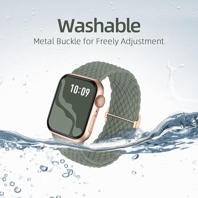 4 Pack Braided Stretchy Bands Compatible with Apple Watch 40mm 41mm 38mm 42mm 44mm 45mm 46mm 49mm Women Men, Breathable Nylon Elastic Daily Use Straps for iWatch Series 11/10 9 8 7 6 5 4 3 SE/Ultra 2