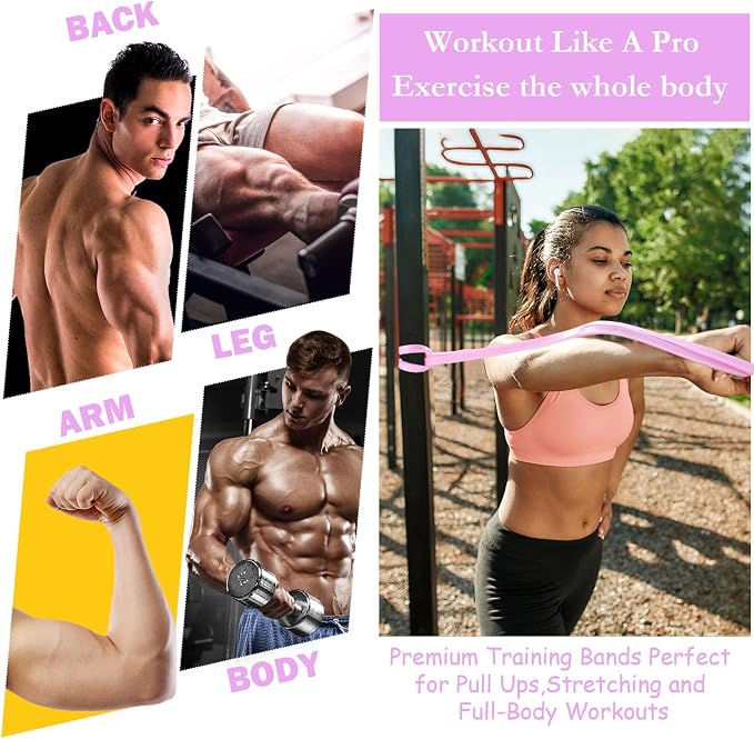 Foilswirl 8 Pcs Resistance Bands for Working Out | Pull Up Assistance Bands, Fitness, Full-body Training, Physical Therapy and Stretch Workout for Men, Women, Home, Outdoor