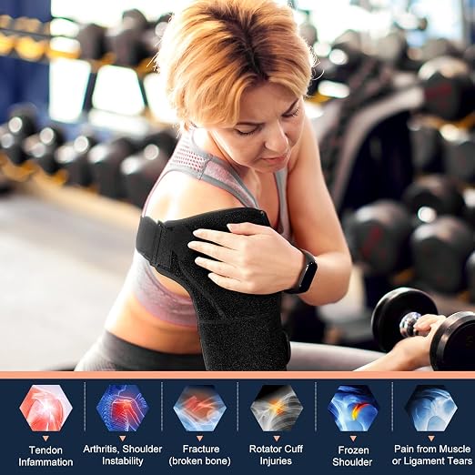 Shoulder Brace for Men and Women, Adjustable Shoulder Support Compression Sleeve for Torn Rotator Cuff Relief and Stability, Fits Right or Left,Arm Sling Shoulder for Daily Use and Recovery (3, Black)