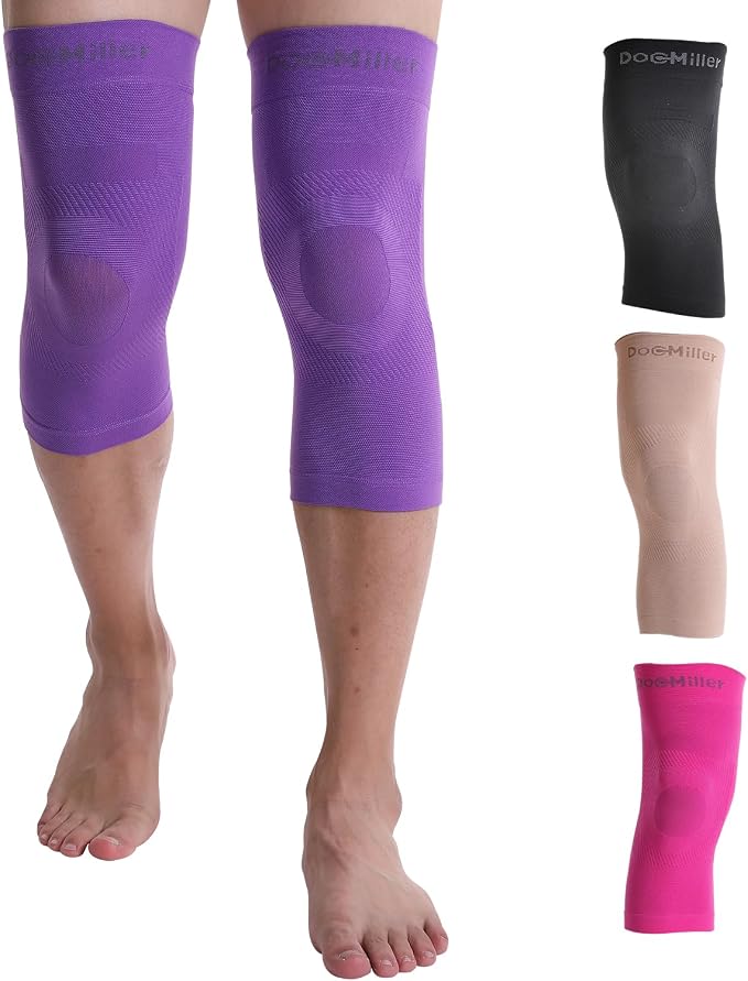 Doc Miller Knee Compression Sleeve Brace for Men & Women | Pair, Best Support for Workout, Running, ACL, Arthritis Pain Relief