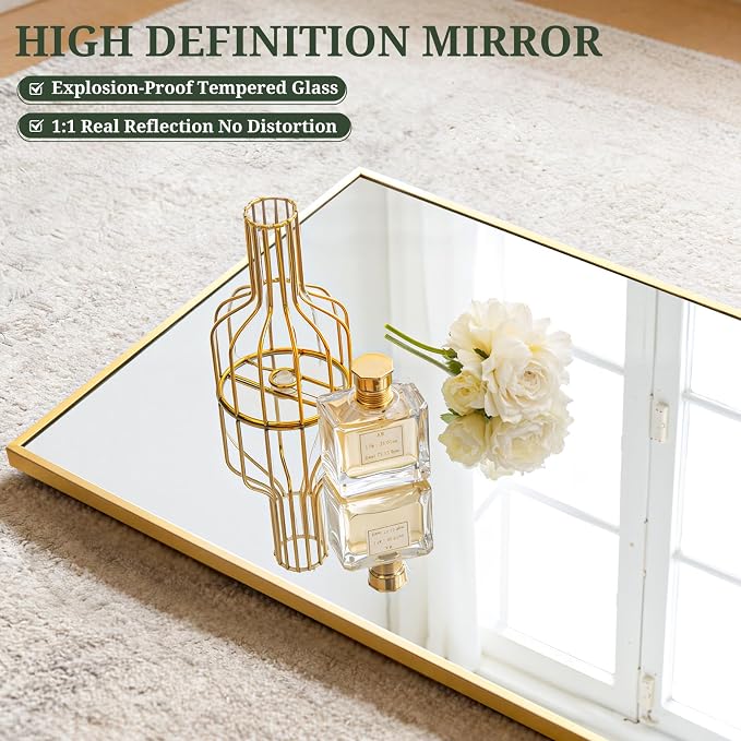 Mirror Full Length 56"x15", Rectangle Full Body Floor Mirrors with Stand | Shatterproof Glass, Aluminum Alloy Frame, Free Standing, Wall Mounted or Leaning for Bedroom Living Room Entryway