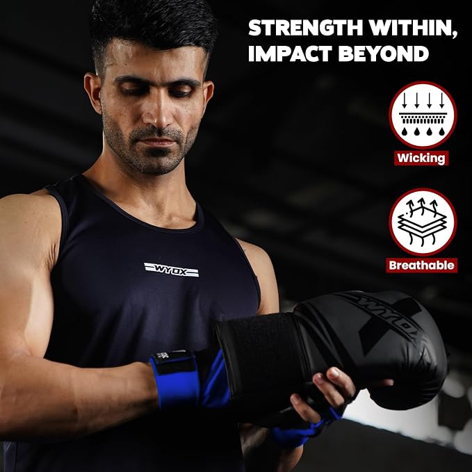 WYOX Neoprene Gel Boxing Hand Wraps Inner Gloves for Men & Women – 80cm/31in Quick Wrist Strap, Padded Knuckle Protection, Fingerless MMA Muay Thai Kickboxing Wraps for Training & Martial Arts