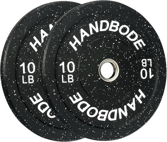 HANDBODE 2-Inch High-Bounce Bumper Plates, Olympic Weight Set, 10-650 lb | Barbell Weight Plates Set for Home Gym, Colored Weights Rubber Strength Training Plate for Weight Lifting