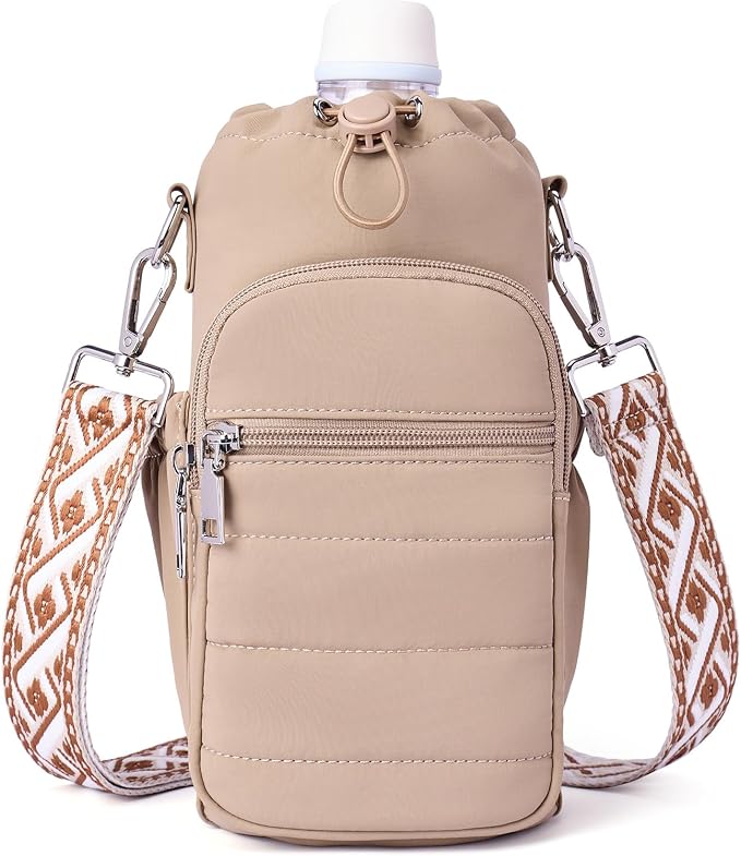 Water Bottle Bag 40 oz Crossbody Holder for Walking Hiking Insulated Carrier Purse with Adjustable Strap
