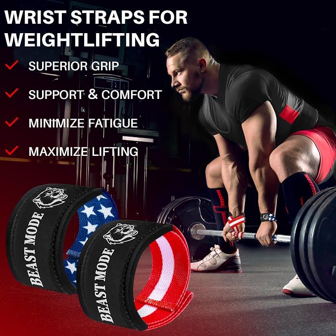 TECEUM Neoprene Padded Cotton Lifting Straps for Weightlifting, 1 Pair