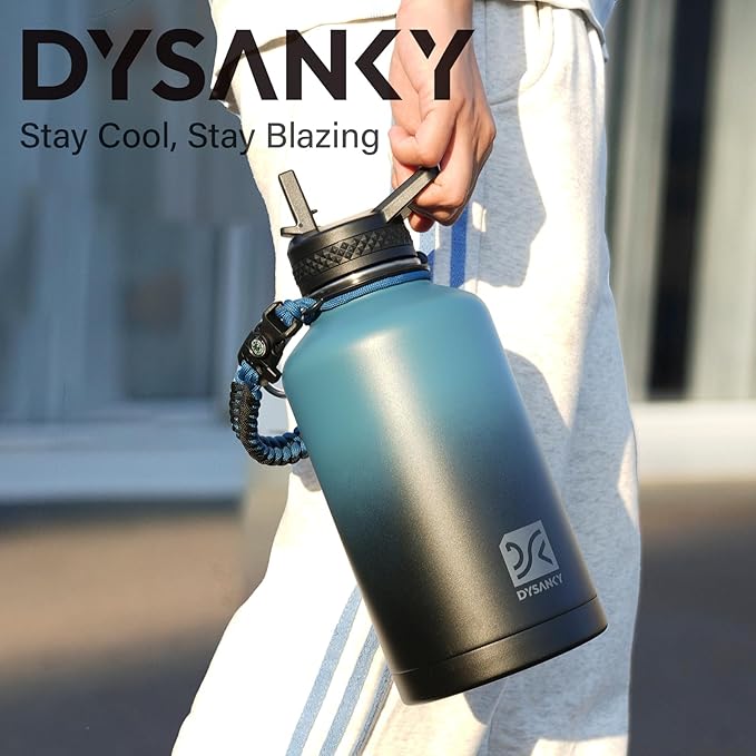 DYSANKY Insulated Water Bottle with Portable Carrier Bag for Outdoor 64 oz
